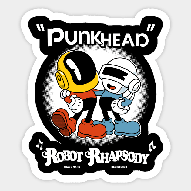 Punkhead - Vintage Cartoon Robot Rhapsody - Rubber Hose Style Dance Sticker by Nemons